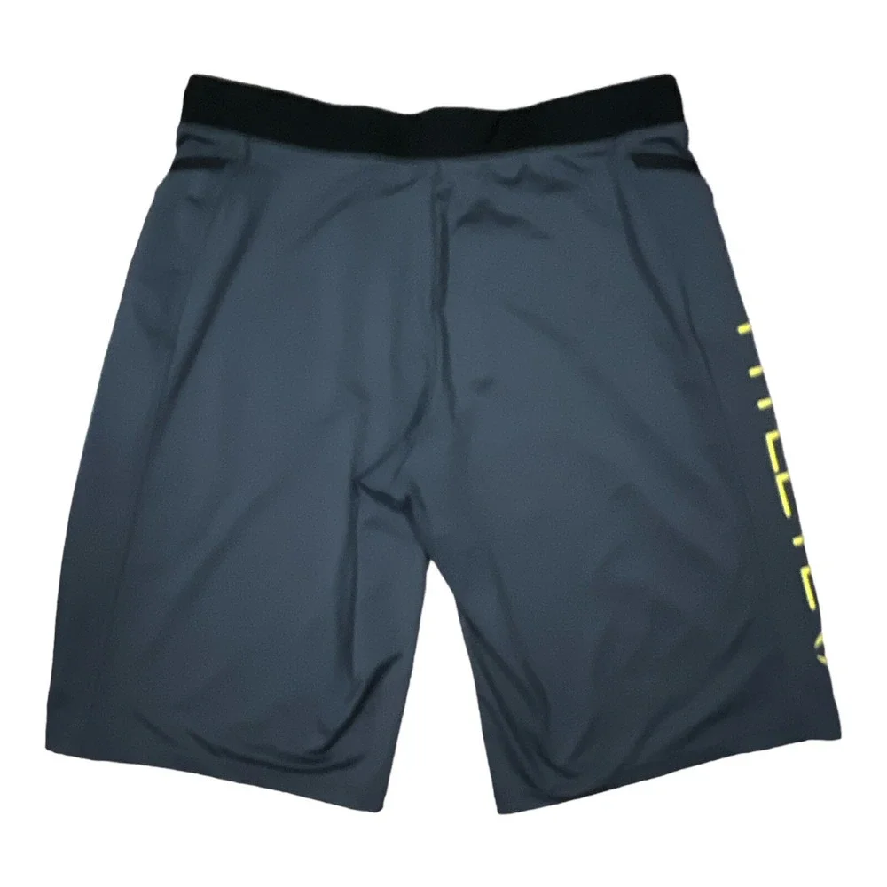 HYLETE Sz L Gym Shorts Workout Cross-Fit Training Black Gray yellow
